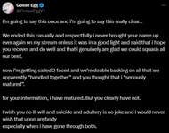 Goose Egg responds to the Twitch streamer's comments (Image via X)